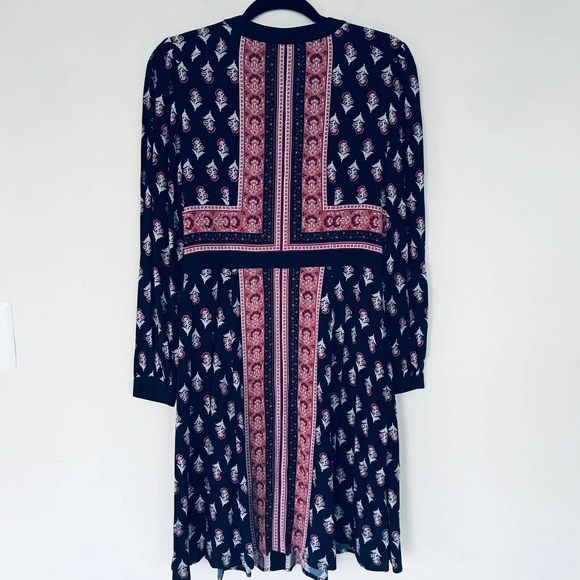 Gal Meets Glam Carlene Woodblock Stripe Button Front Dress Navy Red Women Size 6 - Picture 6 of 12